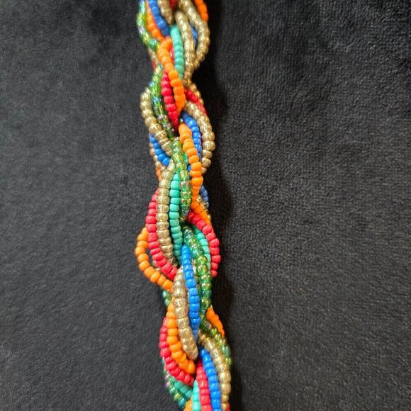 Women Multicolor Seed Beads Twisted Multiple Layered Necklace with Lobster Clasp - Picture 5 of 6